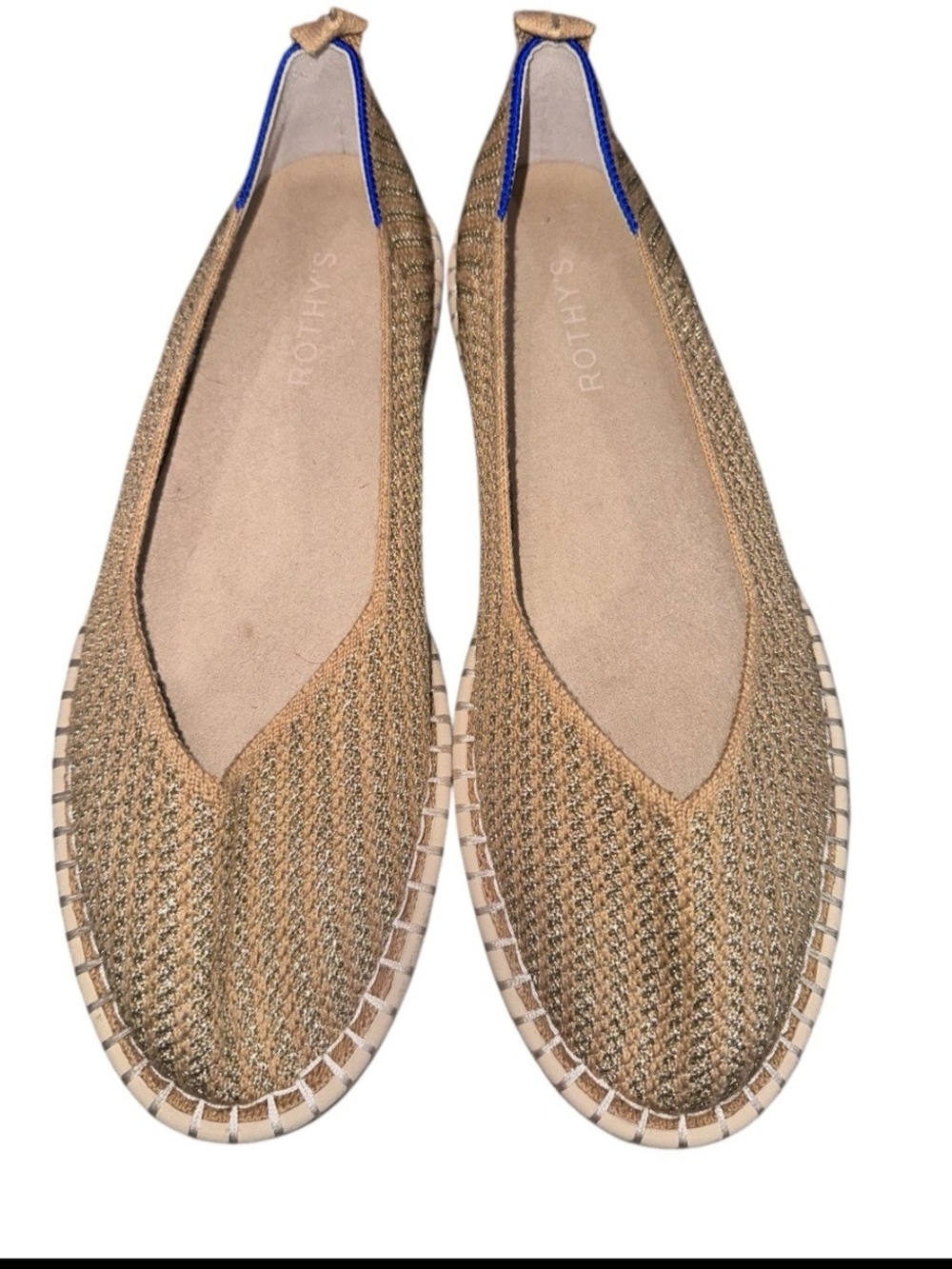 Rothy's Gold Metallic Knit Slip-On Espadrilles